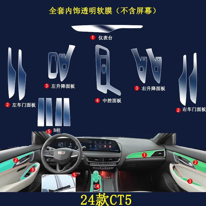 澤諾凡適用于TPU內飾膜導航儀表一體屏幕鋼化膜中控保護 凱迪拉克CT5【全套內飾TPU膜】
