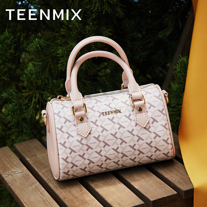 天美意（TEENMIX）包包女包印花斜挎包女神百搭优雅手提包时尚波士顿枕头包单肩包女实用走心纪念日生日礼物送妈妈女友老婆闺蜜