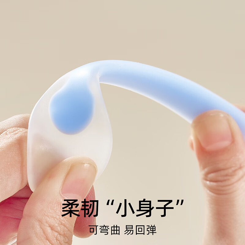 嫚熙（EMXEE）宝宝硅胶软勺餐具婴儿喂奶喂水勺子儿童吃饭辅食勺2支 晴空蓝+赤霞橙