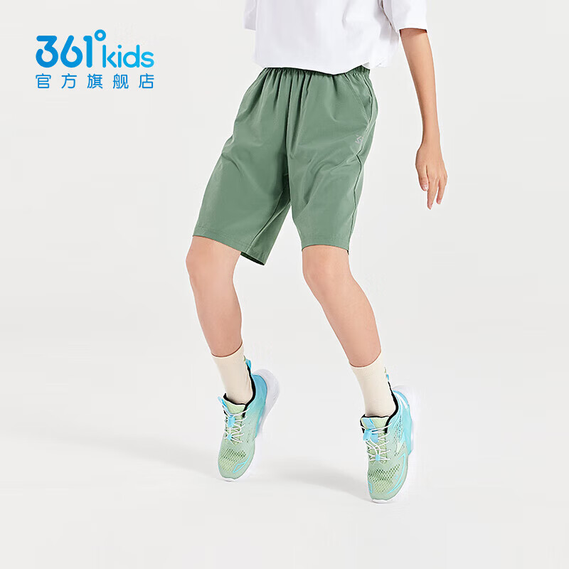 361°童装男女童梭织五分裤夏季新款小中大童运动裤男童短裤 蒙雾绿1702 130