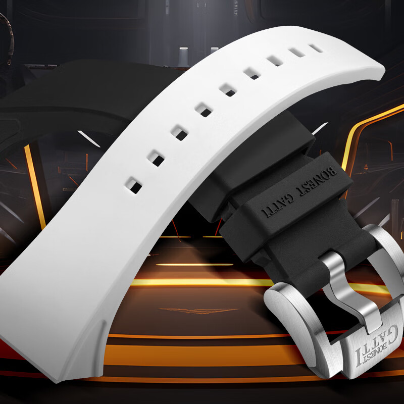 布加迪(BONEST GATTI)德国全自动机械手表镂空商务运动男士腕表情人节生日礼物送男友 BG5004-R1银壳黑面黑胶带 44mm