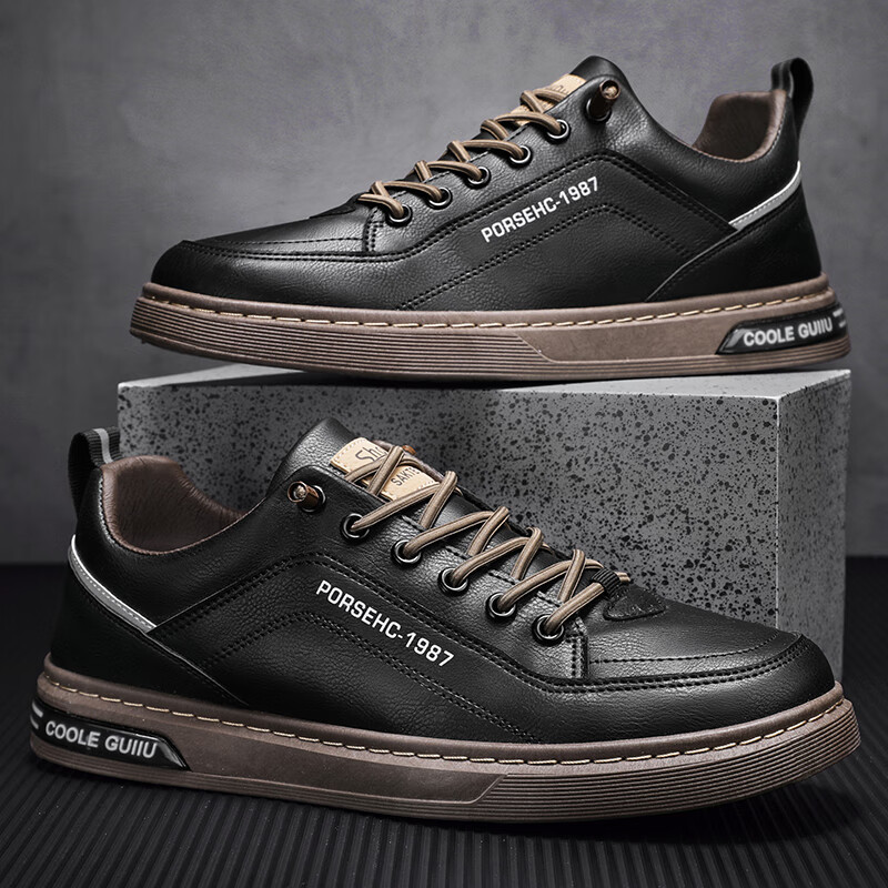 西域骆驼（VANCAMEL）男鞋子男2025秋冬季休闲鞋男士潮流板鞋男时尚商务软底运动小白鞋 【官方正品 品质保证】米色配色 44