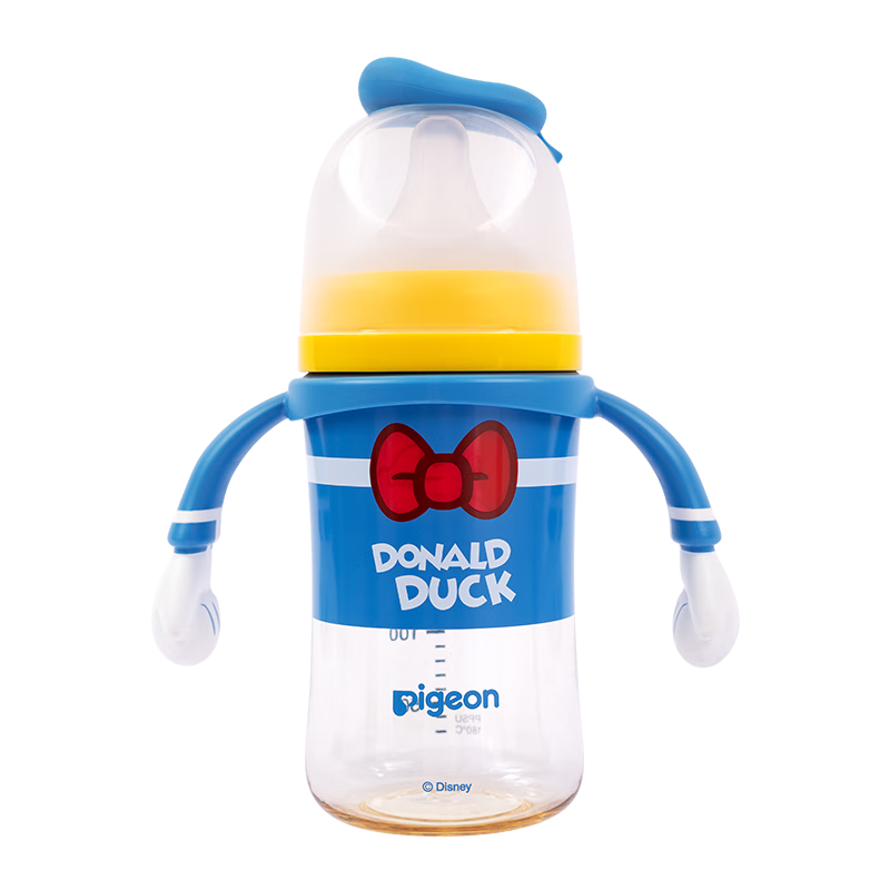 贝亲（Pigeon）PPSU迪士尼双把手奶瓶240ml M号奶嘴 经典唐老鸭 3月+ AA267