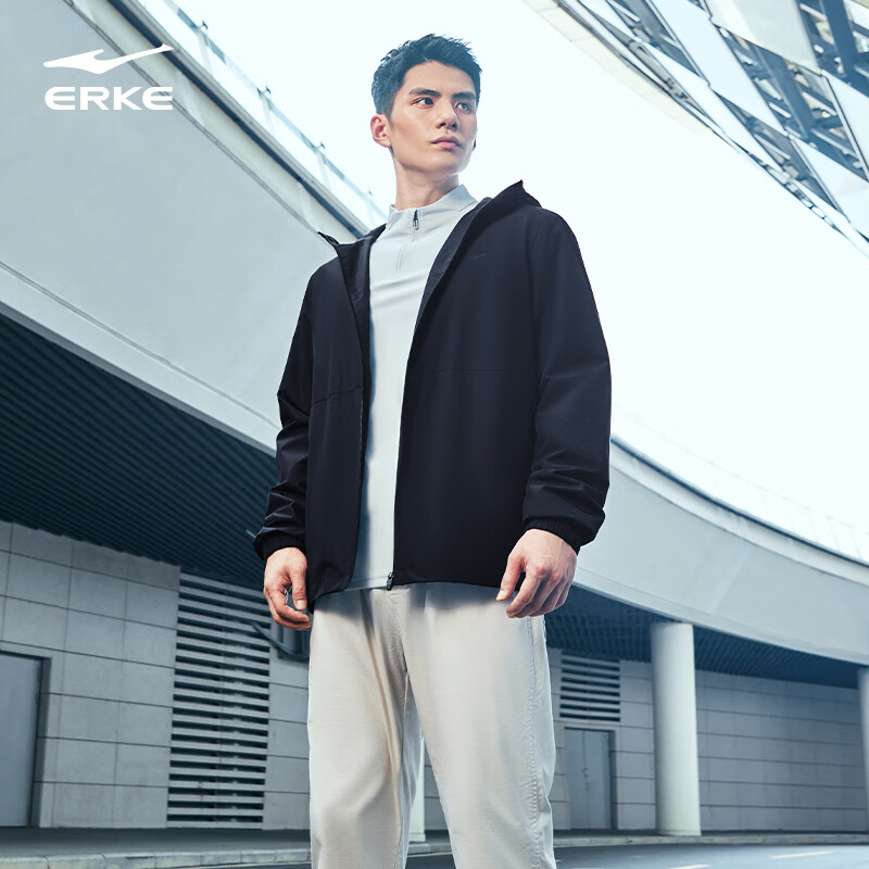 鸿星尔克外套男秋冬季新款男士运动加绒保暖休闲男装衣服软壳夹克风衣 【2006】黑曜蓝-加绒内里 L  (170cm/130斤)