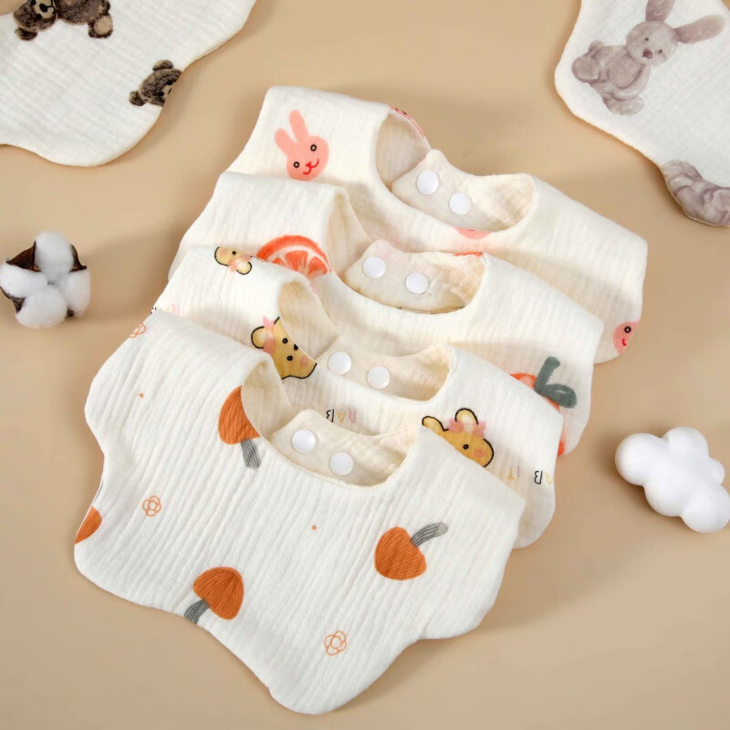 梓嘉福口水巾婴儿围嘴新生儿六层花瓣围嘴防吐奶围兜可旋转宝宝 花瓣