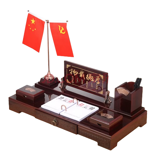 石茗堂招財(cái)辦公桌擺件辦公室高檔裝飾品老板桌文臺(tái)收納筆筒創(chuàng)意桌面用品 尊貴紅旗款厚德載物60_30cm