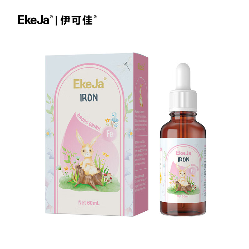 EkeJa伊可佳有机铁Fe螯合铁 EDTA铁滴剂儿童 液体水果口味 60ml*1瓶