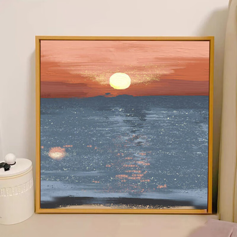 油画填色diy系涂色手工定制画画油彩装风景小学生小尺寸 落日余晖1 30