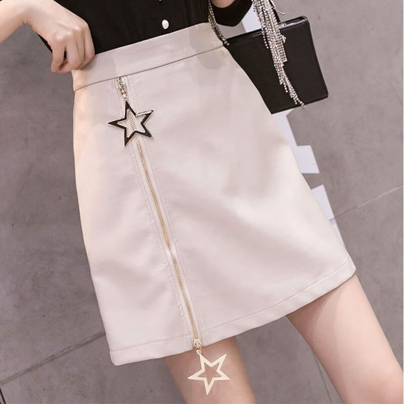 观瑜2024春新款大码pu小皮裙胯大腿粗半身裙胖mm显瘦高腰a字包臀短裙