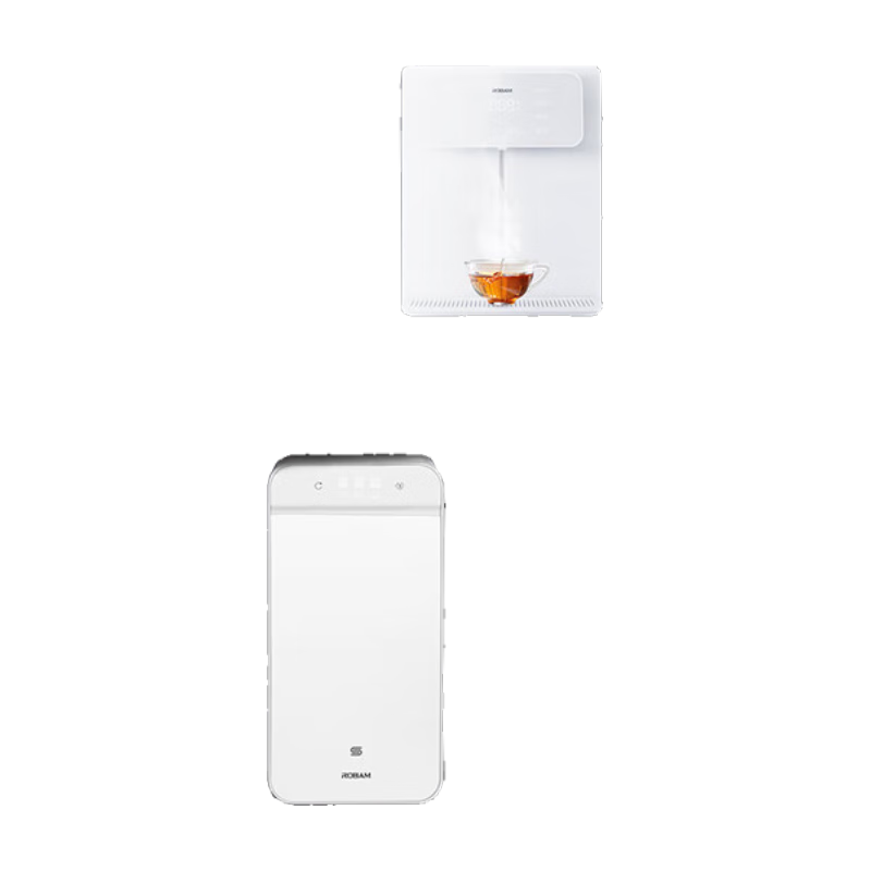 老板（Robam）加熱凈水器家用套裝 反滲透600G獨立烹飪雙出水雙龍頭凈水機+冷熱雙飲管線(xiàn)機 JV332A+GX09