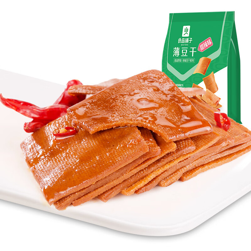 良品铺子甜辣味豆干160g素食网红零食办公室辣豆腐干人气小吃香辣 良品铺子甜辣味薄豆干160g*1袋