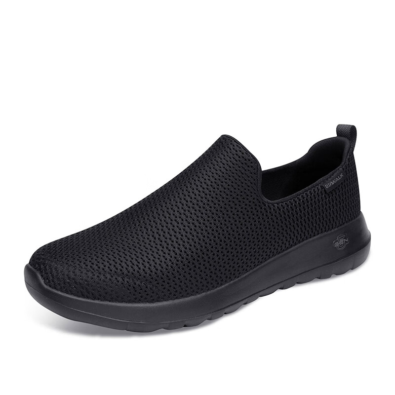 斯凯奇（Skechers）男鞋夏季2025新款网面健步鞋黑色一脚蹬穿脱软底轻便老人鞋休闲鞋 54600-BBK 39.5