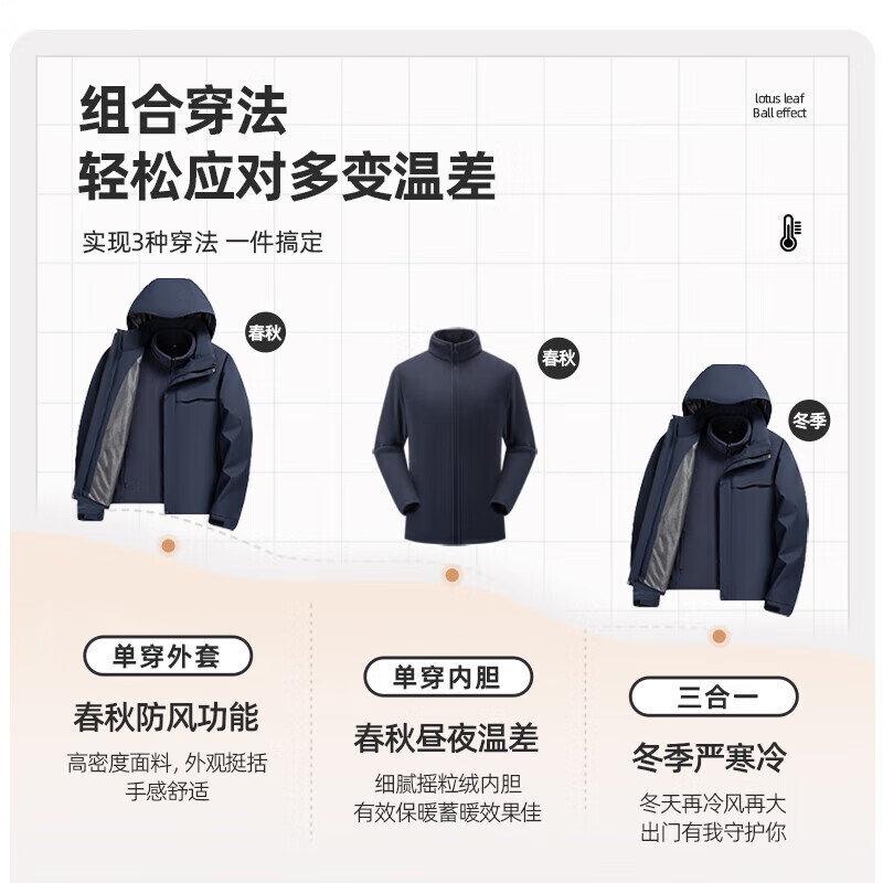 SHANSHAN杉杉【三合一】冬季厚款夹克男可拆卸帽加绒加厚男士长袖外套衣服 黑色 2XL 【推荐体重140-155斤】