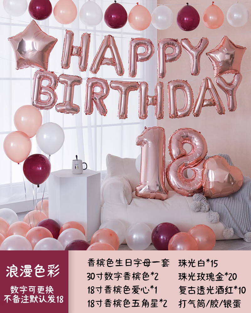 揽翼女孩成年主题生日布置18 12场景装饰周岁创意背景