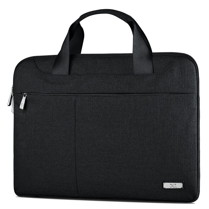 七匹狼公文包牛津布手提包横款男士包大容量电脑包 黑色 14英寸