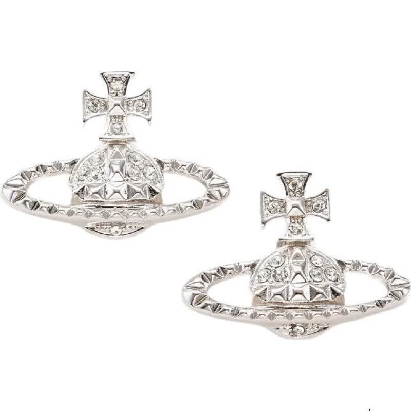 薇薇安·威斯特伍德（Vivienne Westwood）西太后耳钉高级感土星耳钉轻奢气质小众耳饰送女友新年礼物 银色