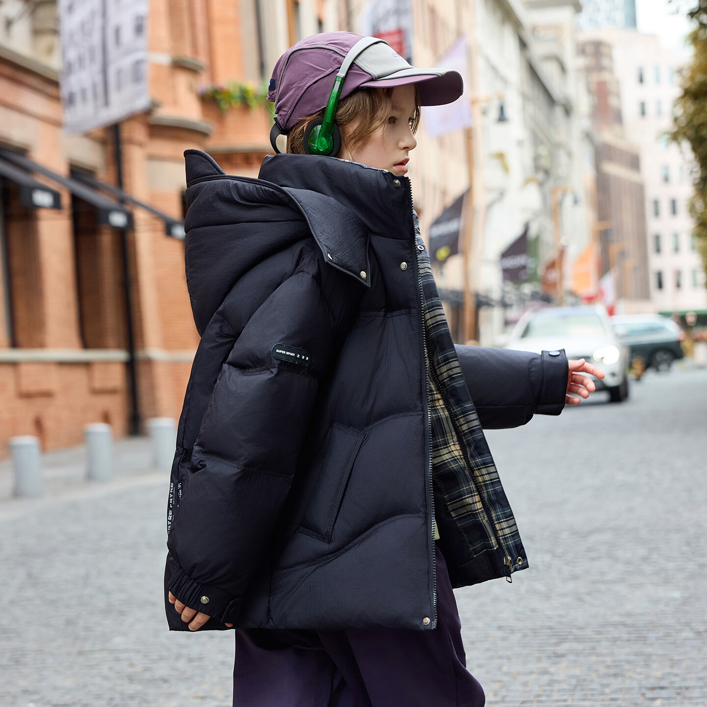 ABC KAIA童装儿童羽绒服中长款加厚男童2025新款90白鸭绒极寒保暖冬装外套 蓝色 160