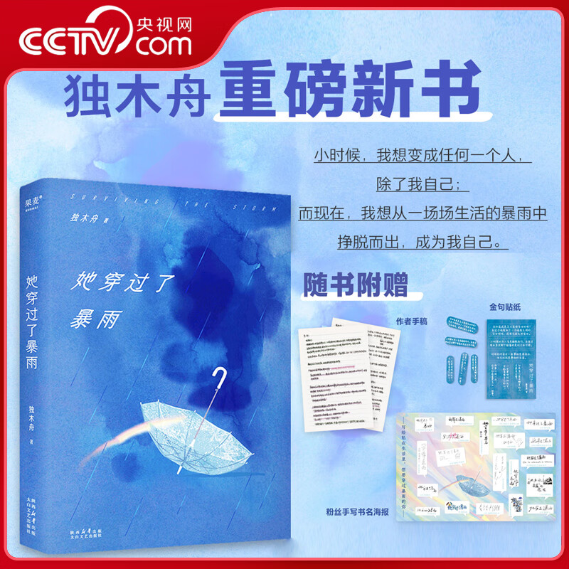 央视网【赠作者手稿 金句贴纸 海报】她穿过了暴雨 独木舟重磅新书 我