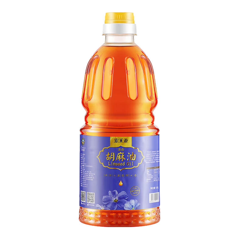 索米亞 清香型胡麻油 寧夏傳統小磨壓榨 亞麻籽油食用油1.8L