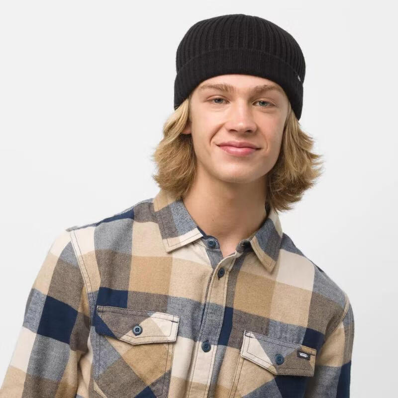 vans范斯帽子 shallow cuff 男士舒适透气保暖户外跑步旅行针织圆帽