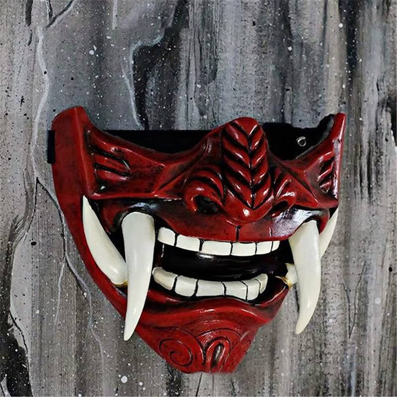 脘铼般若面具恶魔青面修罗忍者全脸剧本杀道具男万圣节日本鬼武士面具