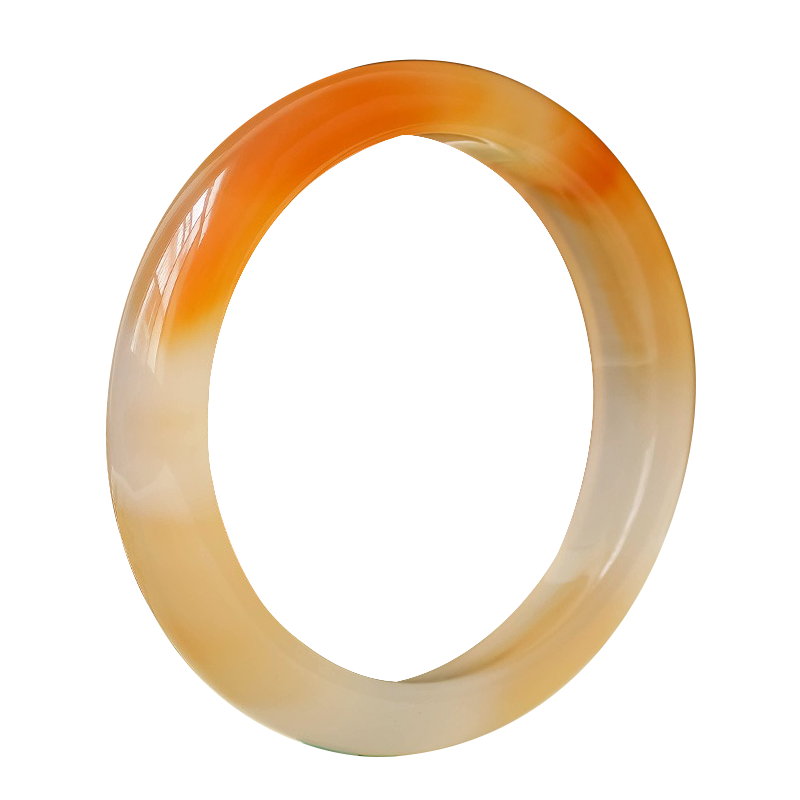 初缘玉手镯女冰种玉髓玛瑙手镯子锦鲤蜜糖送老婆女友本命年生日礼物 64-65适合130-140斤