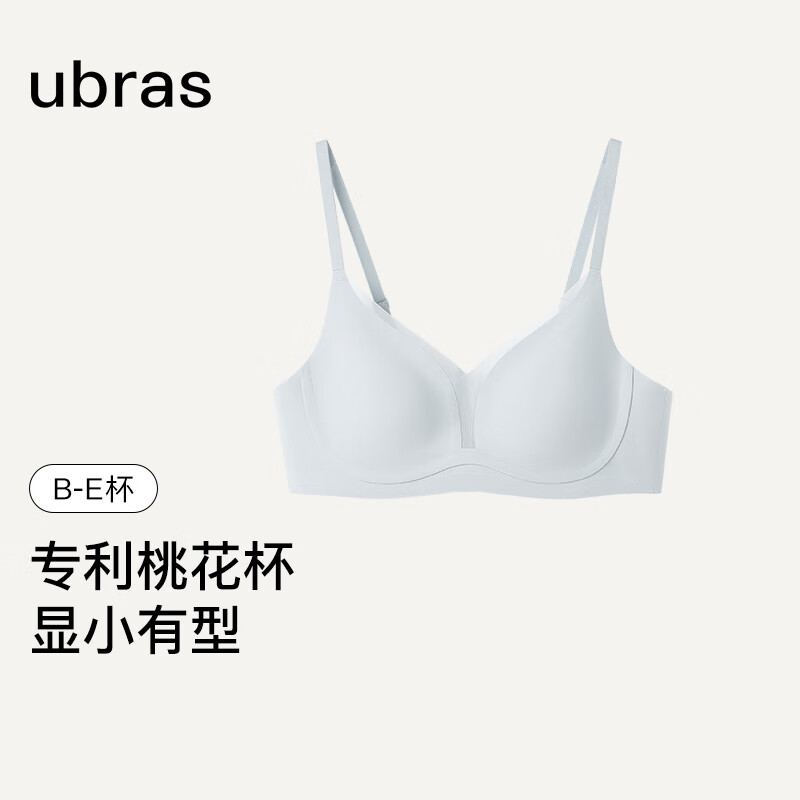 ubras轻盈网纱桃花杯大杯大胸显小女细肩带内衣文胸无钢圈胸罩 涟漪蓝(纯净蓝) M 京东折扣/优惠券