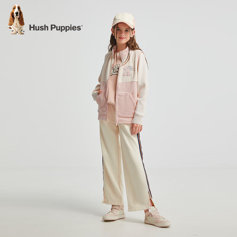暇步士（Hush Puppies）【经典款】童装儿童男女大童秋新款舒适保暖户外内搭气质马甲 玫瑰粉 摇粒绒 140 cm