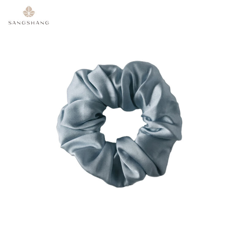 桑尚真丝发圈桑蚕丝大肠头花章小蕙轻奢皮筋头绳丝绸新年礼物送女友 【3.5cm】雾霾蓝