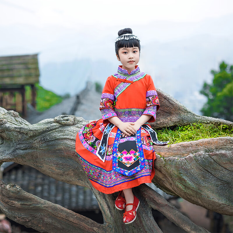 impresswit三月三广西壮族节日服饰儿童幼儿园演出服少数民族男女舞蹈