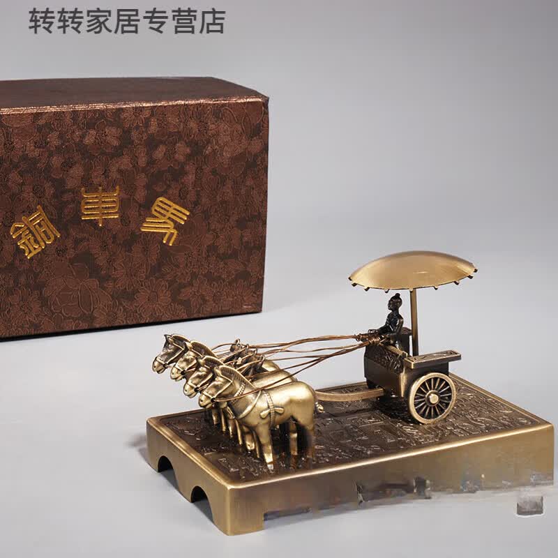 铜车马摆件西安特色旅游纪念品金属马车中国特色礼 大号增厚一号车