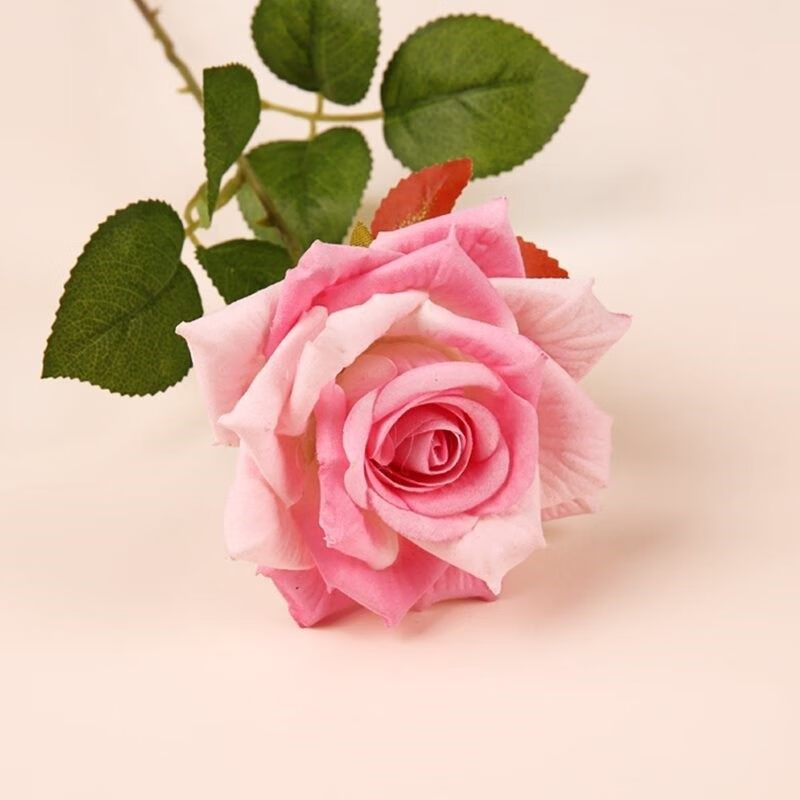 一支玫瑰花仿真单只防真花塑料花假花客厅室内摆设装饰单支小饰品