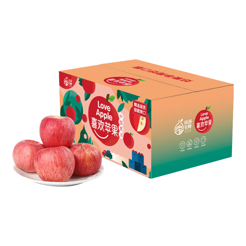 京活生鲜陕西洛川红富士苹果 24枚 单果170-220g 甜脆多汁水果 源头直发