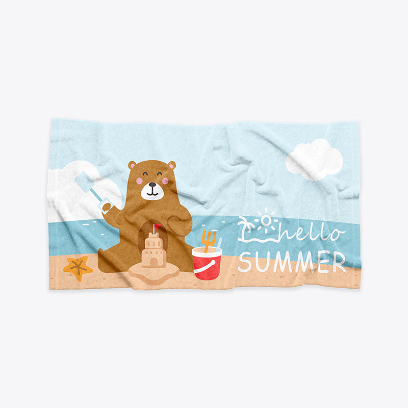 玉沙儿童洗澡速干绒擦水宝宝可穿柔软吸水不掉毛沙滩浴毛巾 沙滩小熊（浴巾） 70x140cm