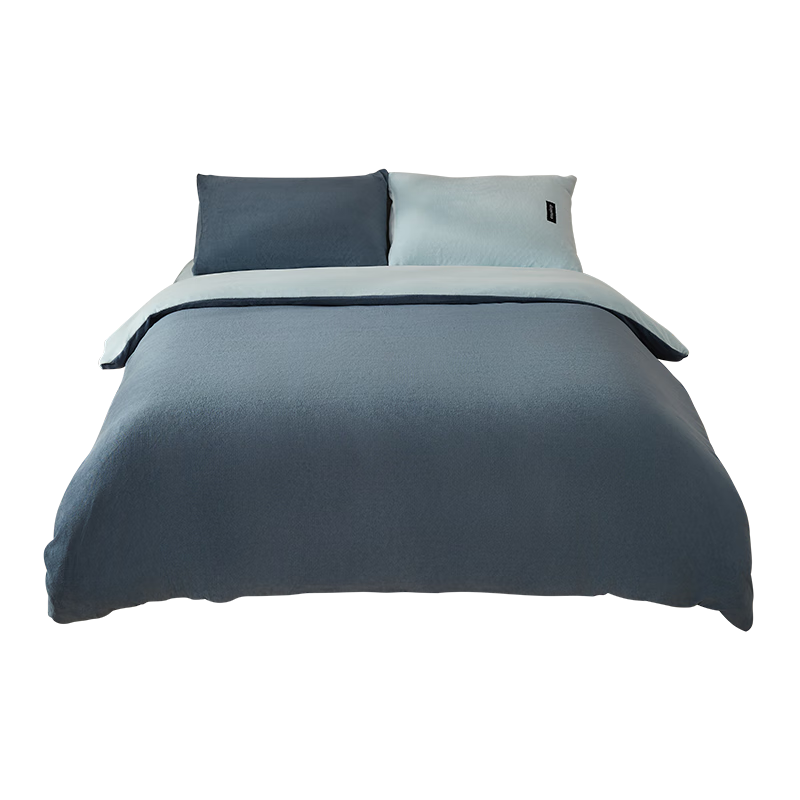 一默四件套冬季床单被套枕套绒保暖A类亲肤双拼牛奶绒床上用品四套件 燕麦晴空 床单款 （被套200*230cm）
