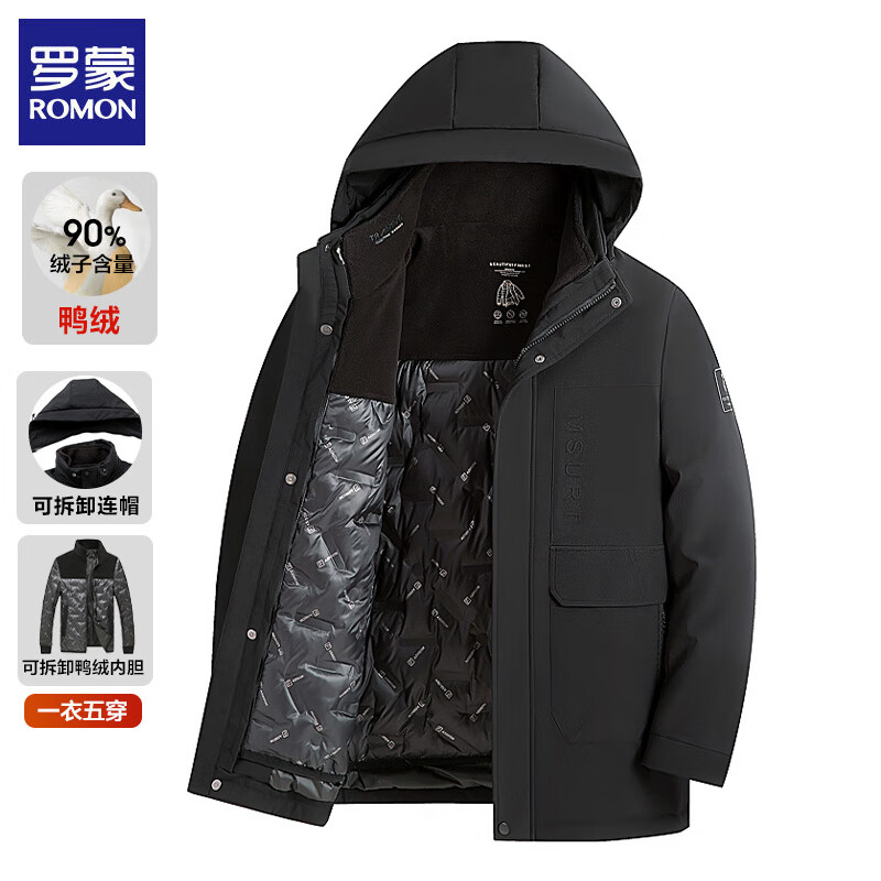 ���ɣ�ROMON����ñ���޷������׶����¿�ɲ�ж�ڵ���ů��Ѽ����ʿ���޴�����װ ��ɫ XL (180) (����125-140��) 221.36Ԫ