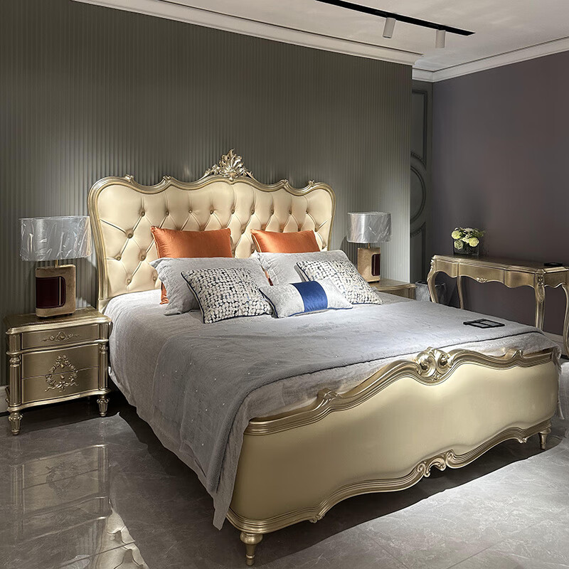 法式轻奢实木双人床 奢华大平层别墅套房主卧主人床卧室1.8米婚床 床