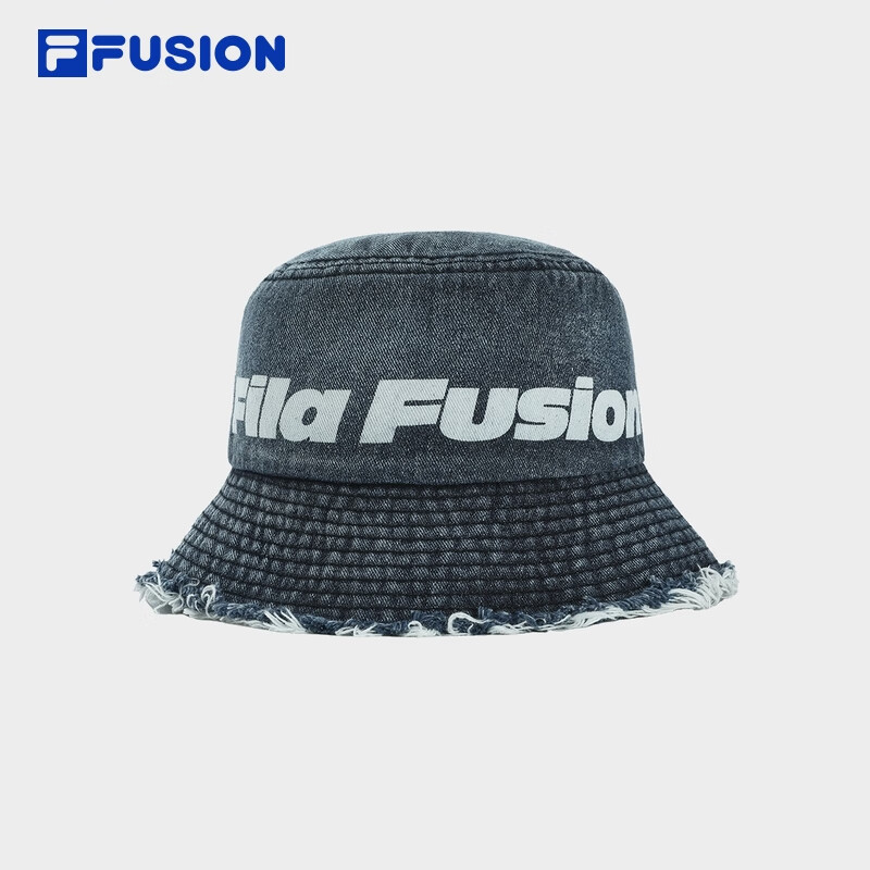 FILA FUSION斐乐潮牌情侣款圆帽2024夏季新款时尚休闲渔夫帽盆帽 水洗灰-DY M