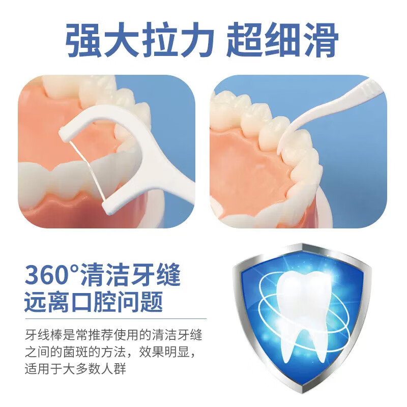 央米牙线独立包装超细便捷牙签清洁齿缝高拉力牙签线剔家庭装牙线袋装 柔韧牙线棒100支1袋 牙线棒*4袋400支