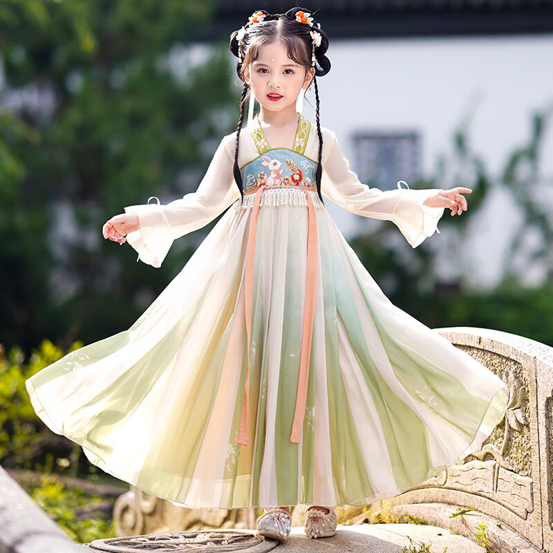 女童汉服连衣裙春装洋气2024新款儿童中国风古风女孩超仙春秋古装