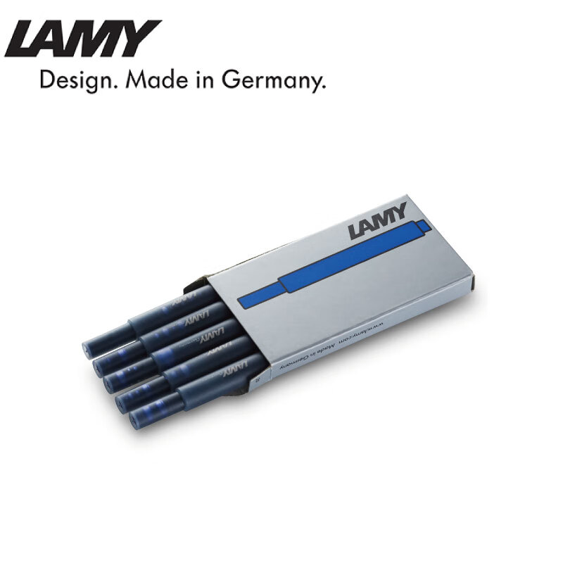LAMY凌美 非碳素一次性墨囊 钢笔用便携式 德国原装官方 蓝色T10-BL5支装