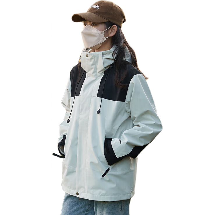 【硬核防风】oversize宽松冲锋衣男女秋冬户外夹克外套男可拆防水 单冲象牙白 L 男女通用建议 145-160斤