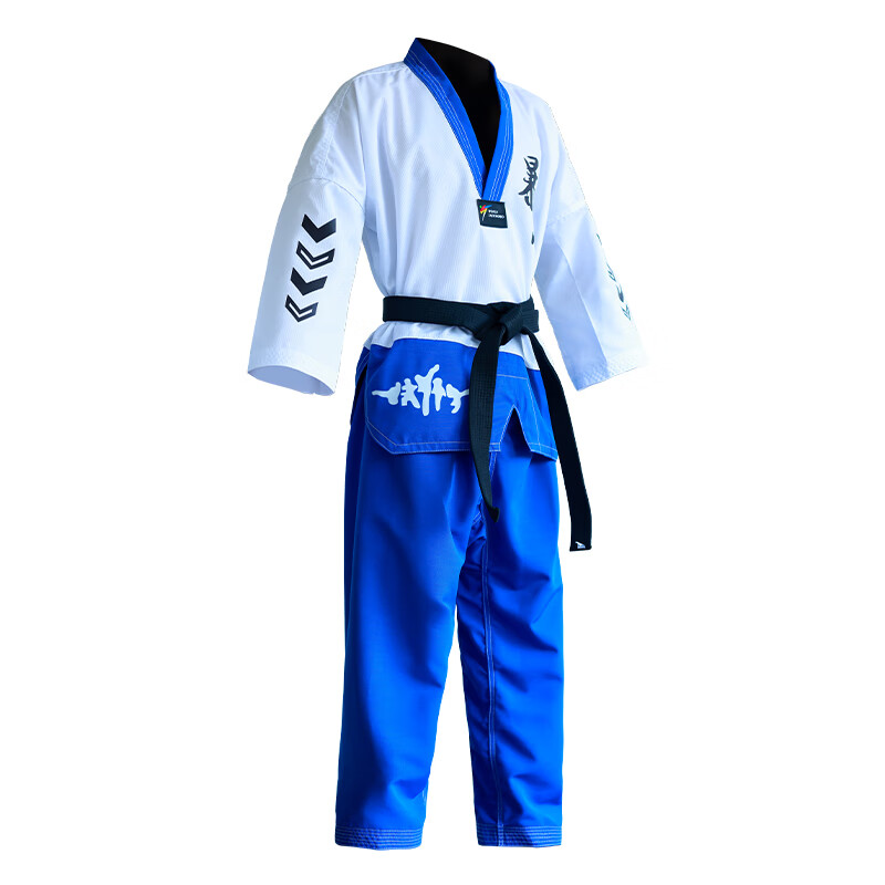 服装儿童纯棉定制短袖裤子夏装女幼儿男童跆拳道衣服 蓝色长衣长裤