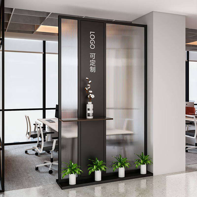 mexueer简约现代长虹玻璃办公室隔断挡板屏风公司入门前台玄关背景