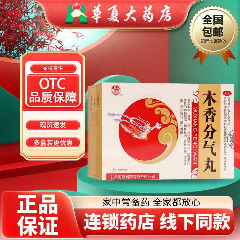 河西 木香分气丸 6g*10袋/盒 宽胸消胀理气止呕 1盒装