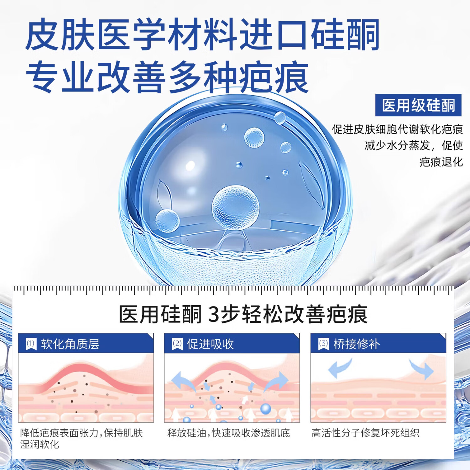 VEVT疤痕贴VVT硅酮贴EVT小蓝板剖腹产疤痕贴硅酮改善疤痕 一盒装（新生疤痕）