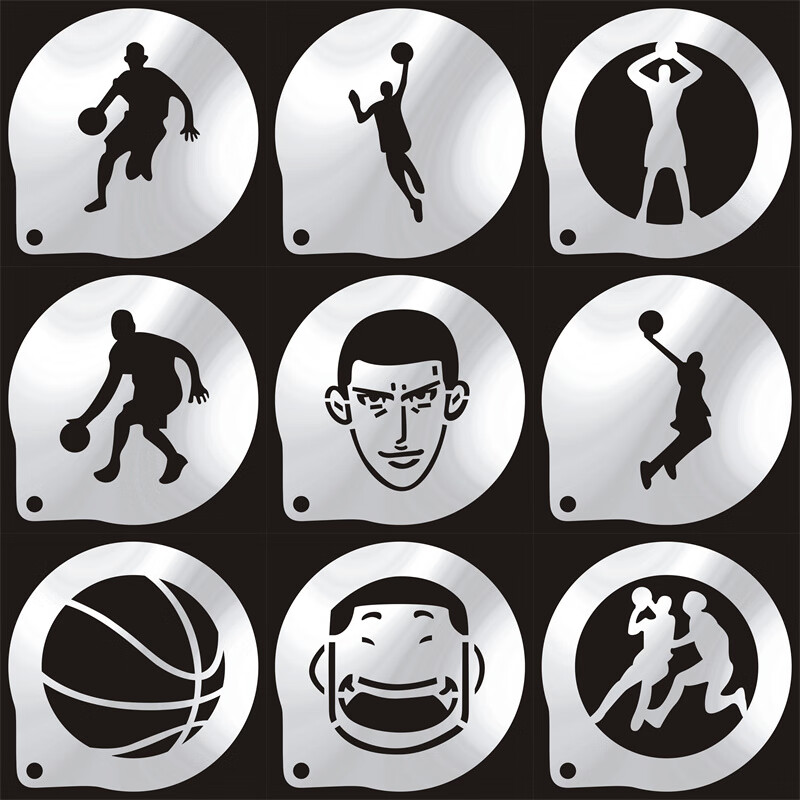 3/4寸304不锈钢篮球图案奶茶印花模具咖啡撒粉提拉米苏撒粉筛定制 图1