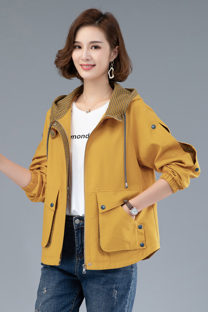 皮尔卡丹(pierre cardin)中年短款外套女春秋新款洋气减龄夹克衫上衣