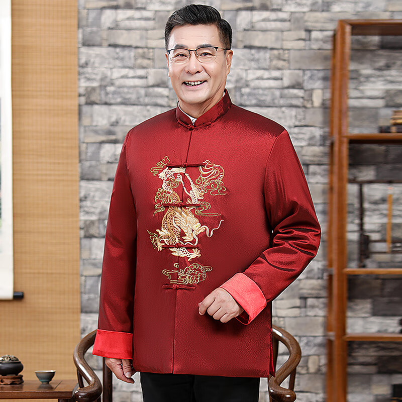 fanqi本命年男装全套龙年外套中年男人老人过大寿生日服装爷爷唐装