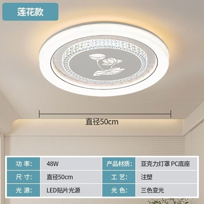 花语奇萌主卧灯高级感灯具大全2023新款客厅卧室灯餐厅灯LED吸顶灯网红 荷花50CM三色